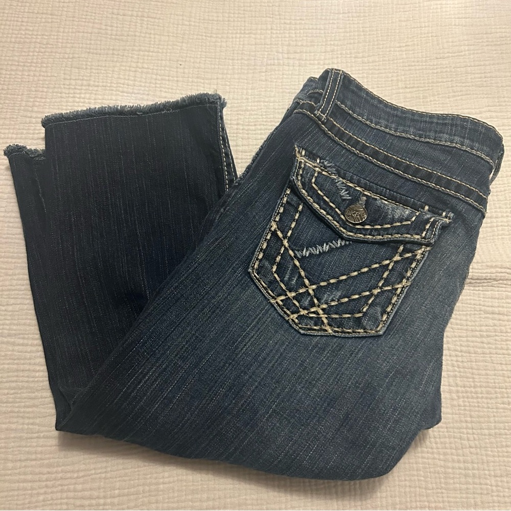 BKE Madison Crop Denim Petal Pusher Stretch Jeans Sz 30 8 10